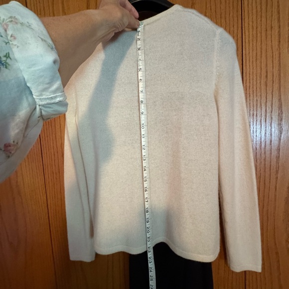 Lord & Taylor cashmere classic sweater, faux crystal buttons, winter white! - Picture 4 of 5